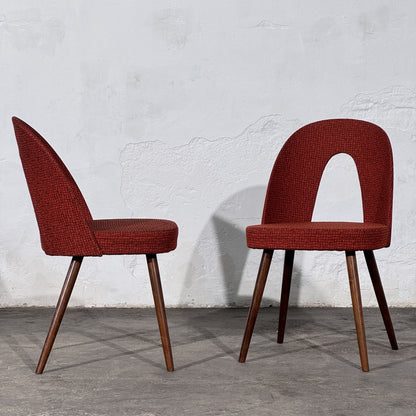 Set of 4 Red Upholstered Dining Chairs, Attributed to Antonín Šuman, Czechoslovakia, 1960s