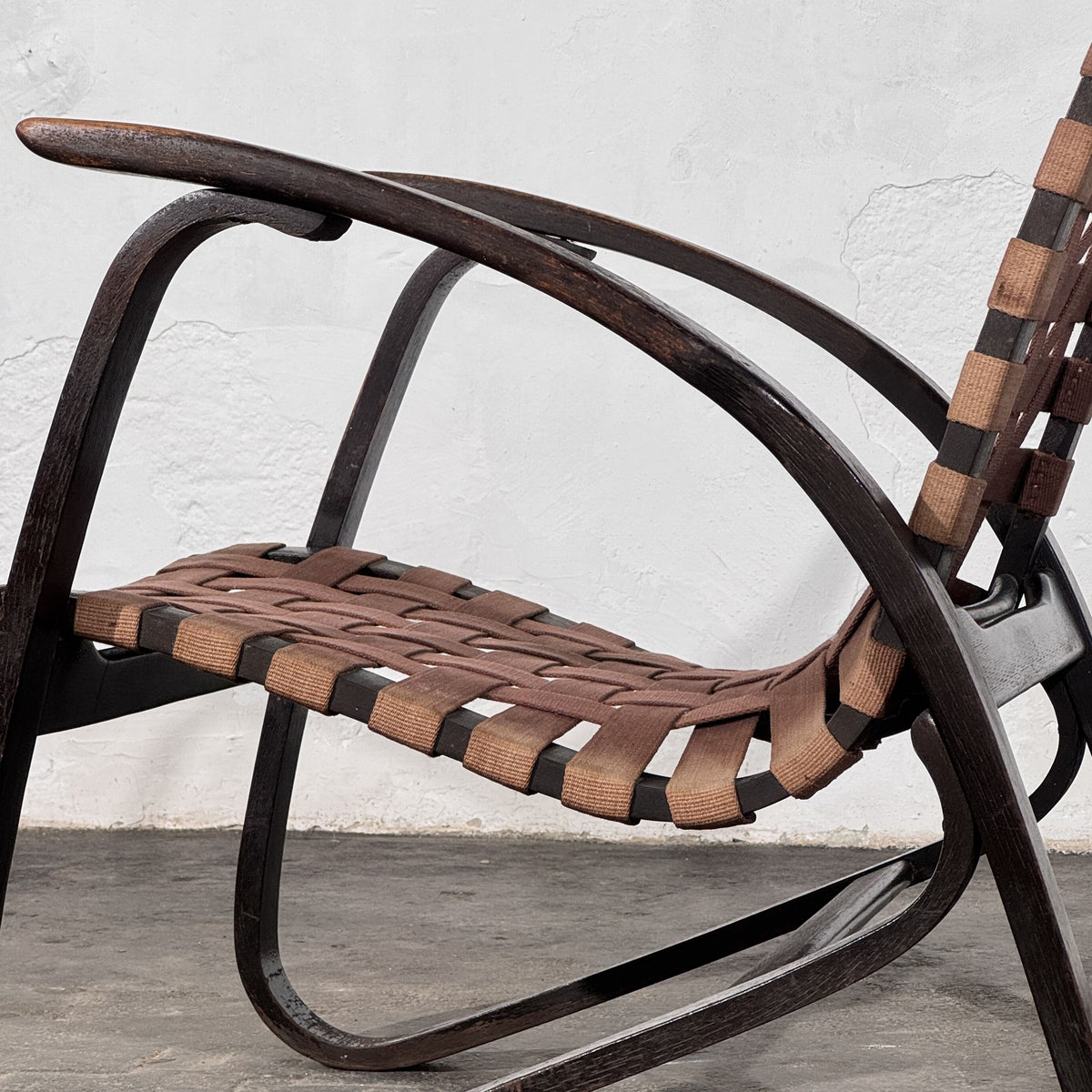 Pair of Bentwood Webbing Armchairs, Attributed to Jan Vaněk for UP Závody, 1930s