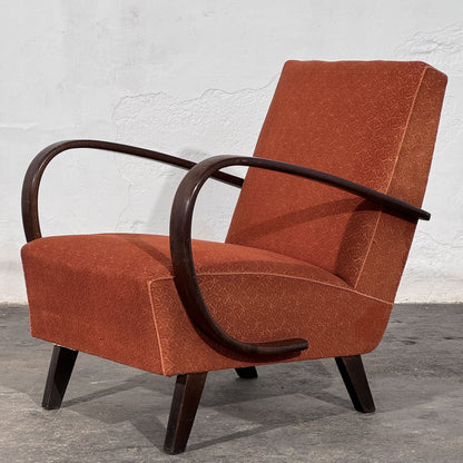 Pair of Jindřich Halabala Type-C Art Deco Armchairs, Czechoslovakia 1930s