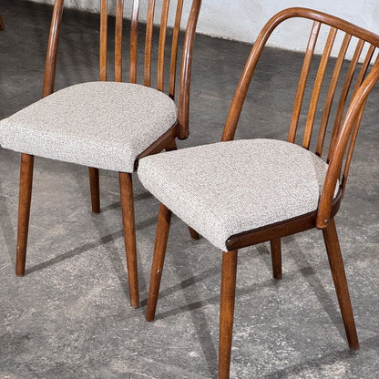 Set of 4 Jitona Bentwood Dining Chairs with New Upholstery, 1960s