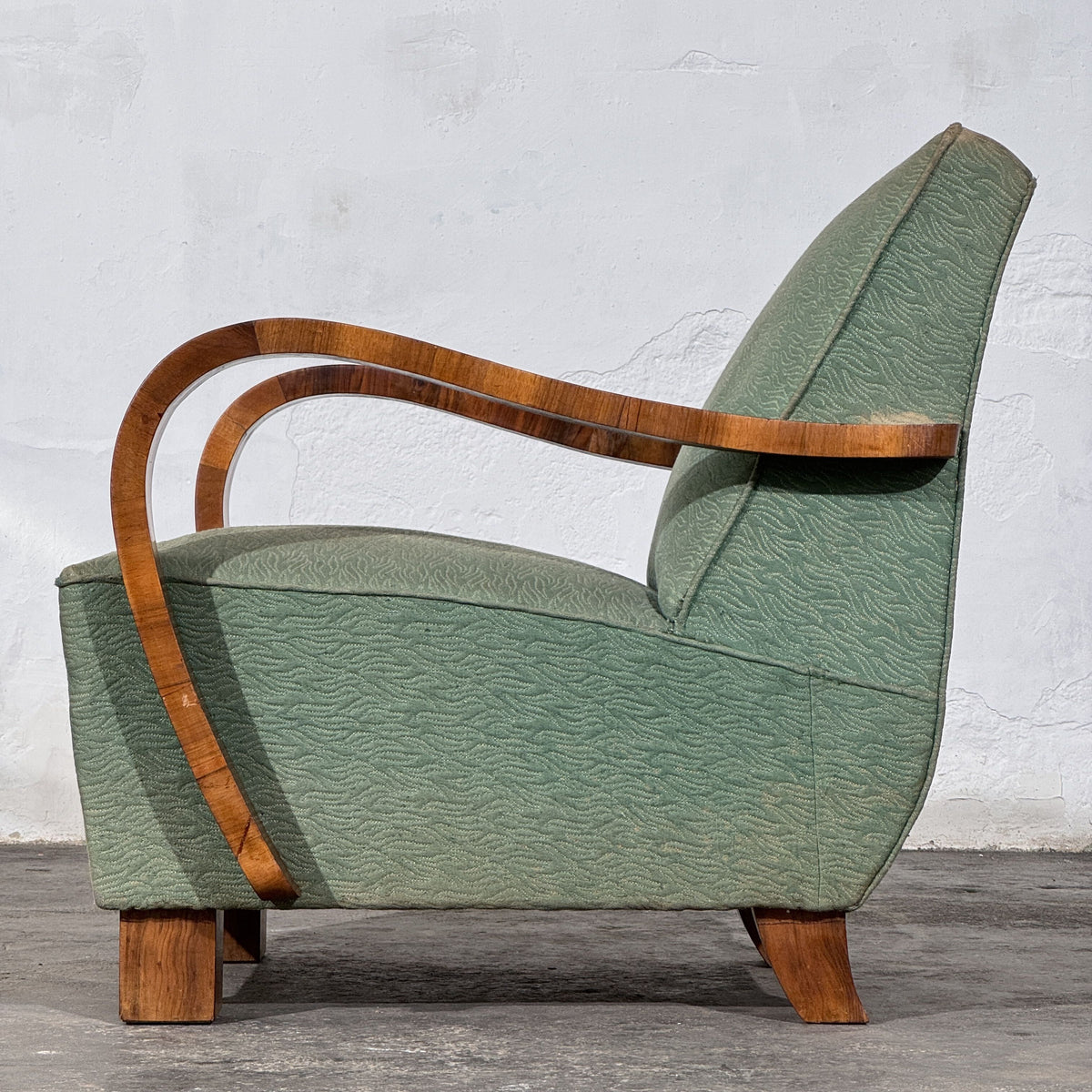 Pair of Art Deco Style Armchairs with Veneered Arms, 1960s