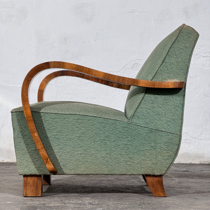 Pair of Art Deco Style Armchairs with Veneered Arms, 1960s