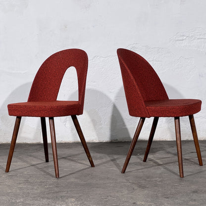 Set of 4 Red Upholstered Dining Chairs, Attributed to Antonín Šuman, Czechoslovakia, 1960s