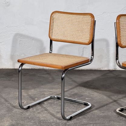 Set of 2 Cesca Style Cantilever Chairs, After Marcel Breuer, Italy, 1960s