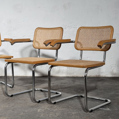 Cesca Style Cane Armchairs by Marcel Breuer, Set of 4, 1990s