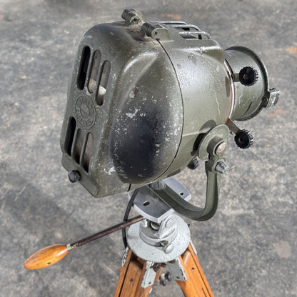 Strand Electric Theatre Spotlight on Adjustable Wooden Tripod, Mid-20th Century