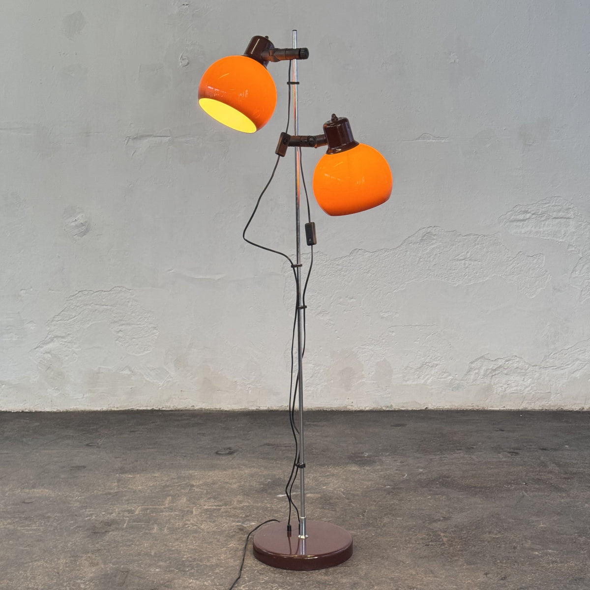 Two-Arm Mushroom Shade Floor Lamp by Szarvasi, 1960s