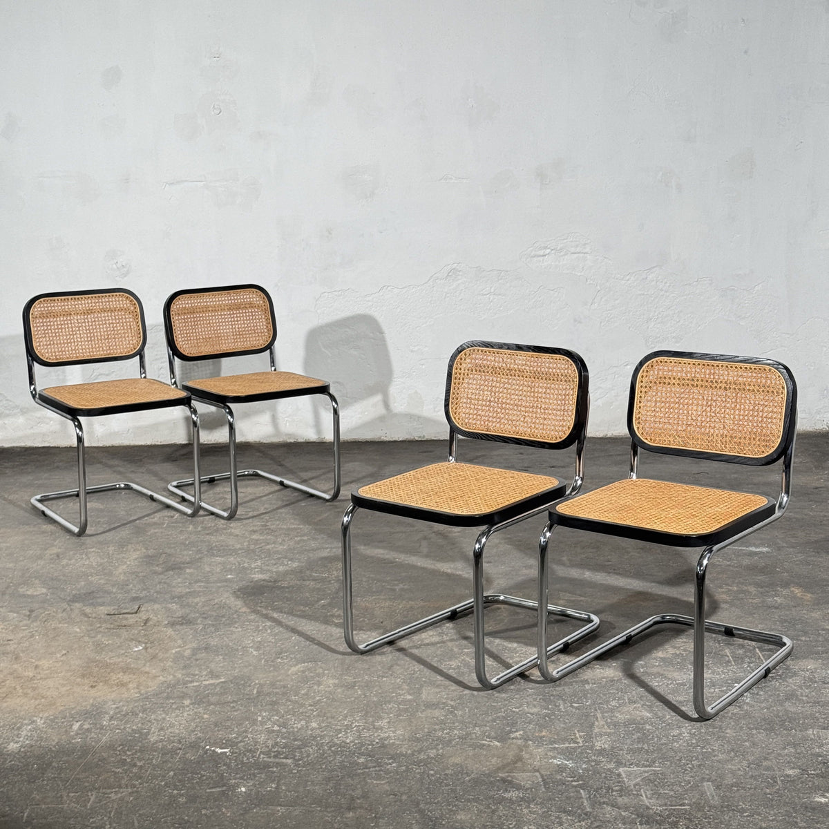 Set of 4 Cesca-Style Dining Chairs, Inspired by Marcel Breuer, 1990s