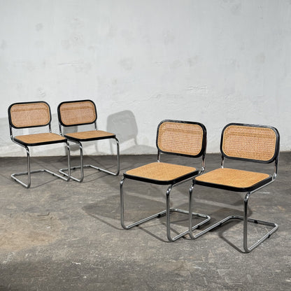 Set of 4 Cesca-Style Dining Chairs, Inspired by Marcel Breuer, 1990s