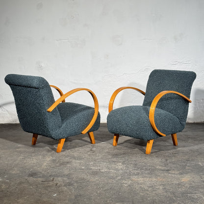 Pair of Jindřich Halabala H-410 Armchairs by UP Závody, 1930s