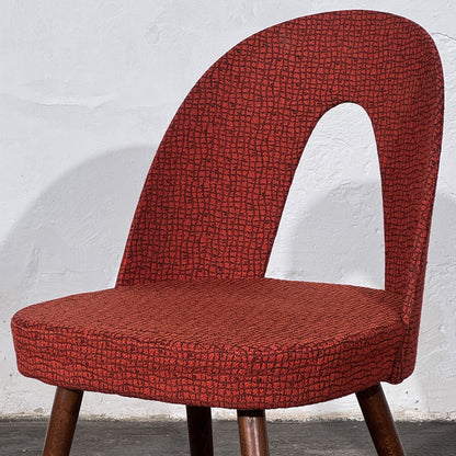 Set of 4 Red Upholstered Dining Chairs, Attributed to Antonín Šuman, Czechoslovakia, 1960s
