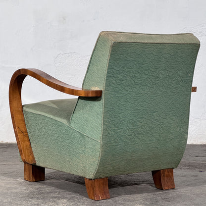 Pair of Art Deco Style Armchairs with Veneered Arms, 1960s