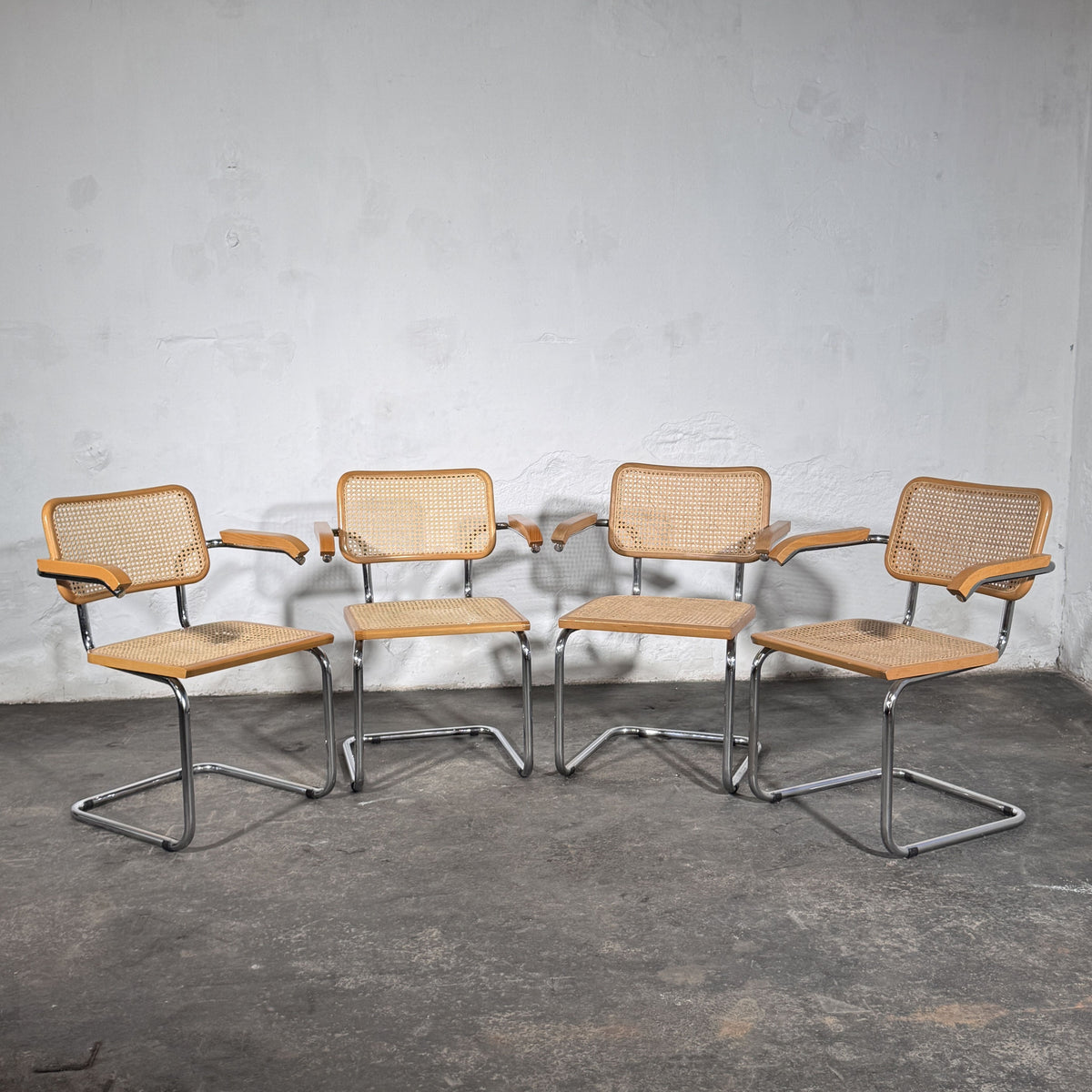 Cesca Style Cane Armchairs by Marcel Breuer, Set of 4, 1990s