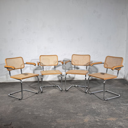 Cesca Style Cane Armchairs by Marcel Breuer, Set of 4, 1990s