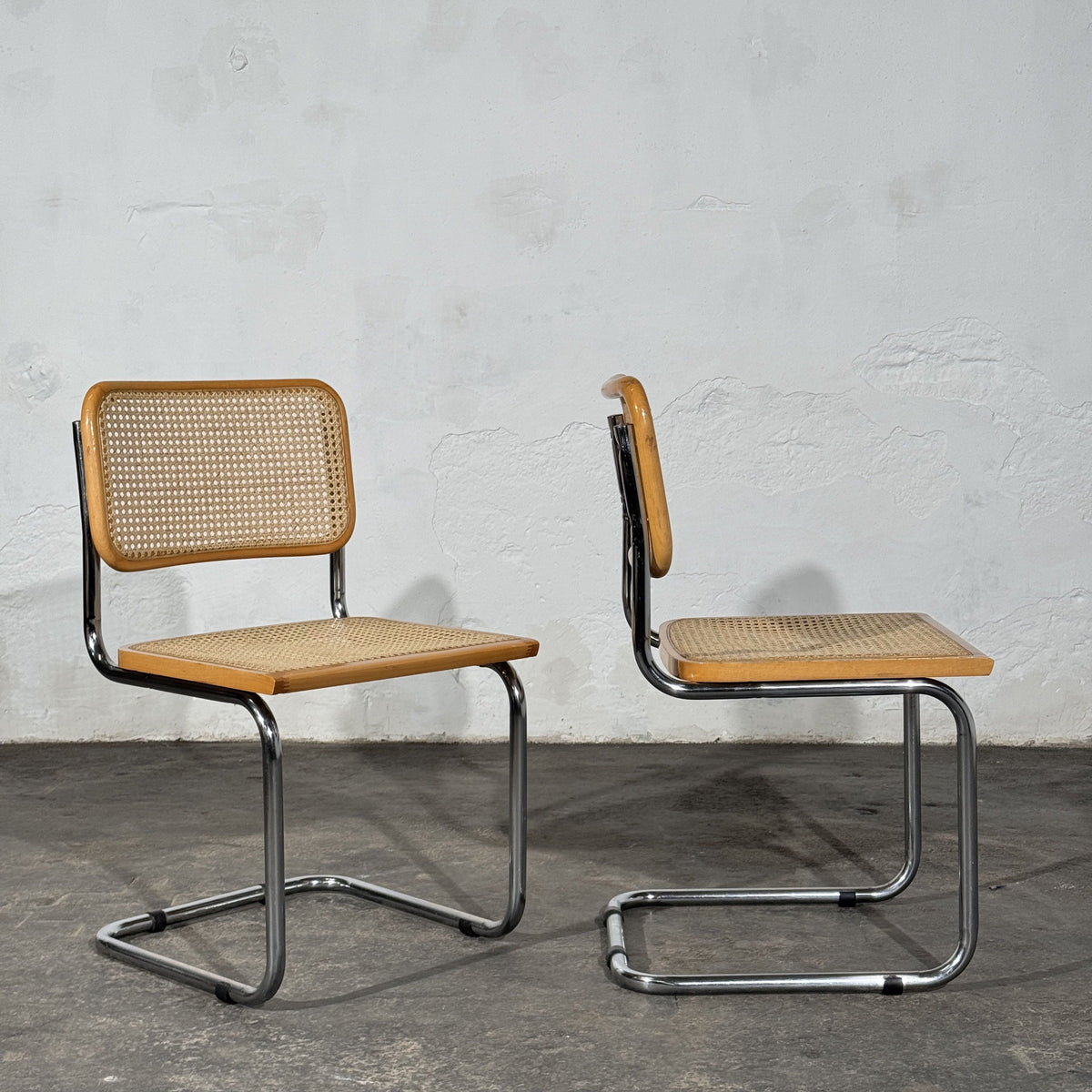 Set of 2 Cesca Style Cantilever Chairs, After Marcel Breuer, Italy, 1960s