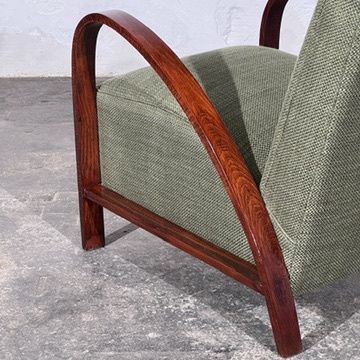 French Art Deco Style Armchair with Bentwood Arms, 1960s