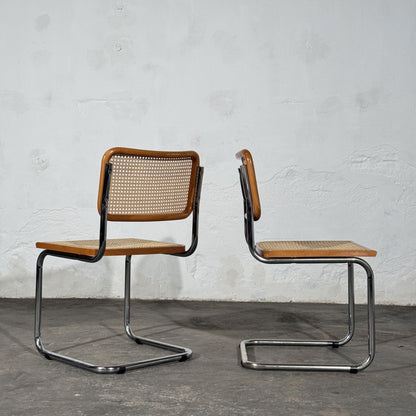 Set of 2 Cesca Style Cantilever Chairs, After Marcel Breuer, Italy, 1960s