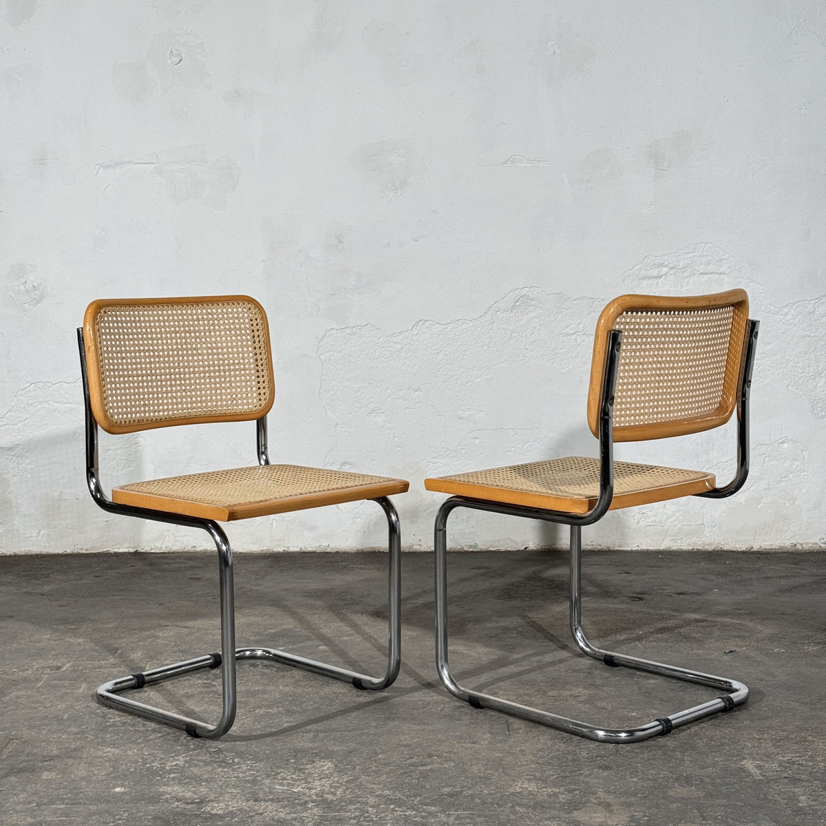 Set of 2 Cesca Style Cantilever Chairs, After Marcel Breuer, Italy, 1960s
