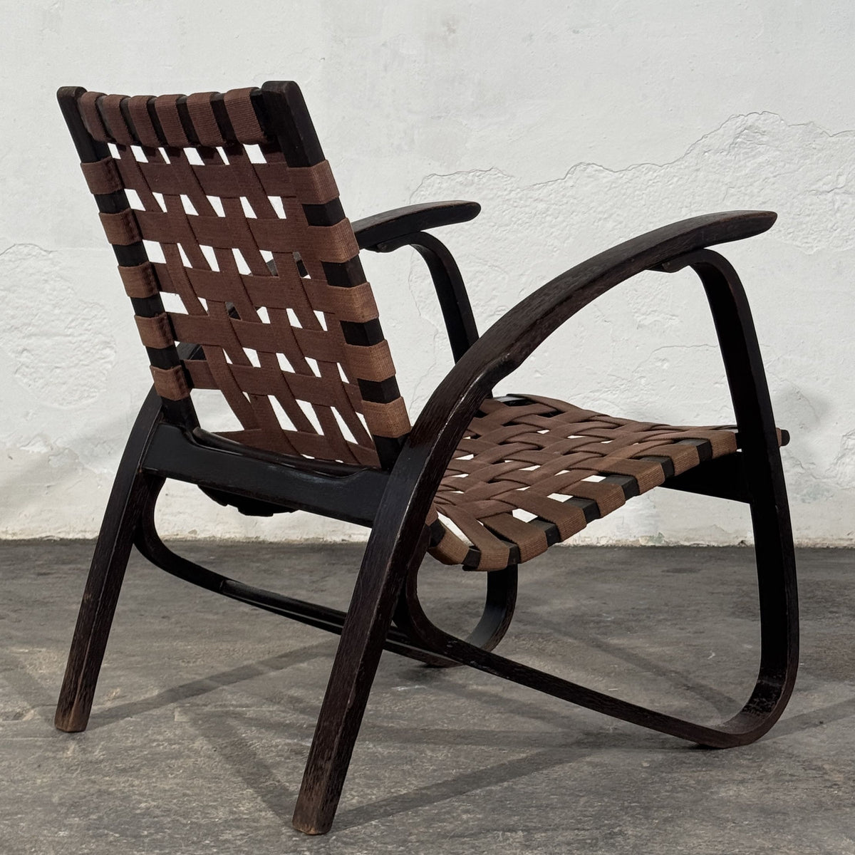 Pair of Bentwood Webbing Armchairs, Attributed to Jan Vaněk for UP Závody, 1930s