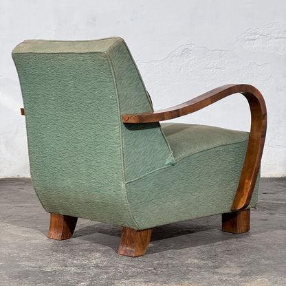 Pair of Art Deco Style Armchairs with Veneered Arms, 1960s