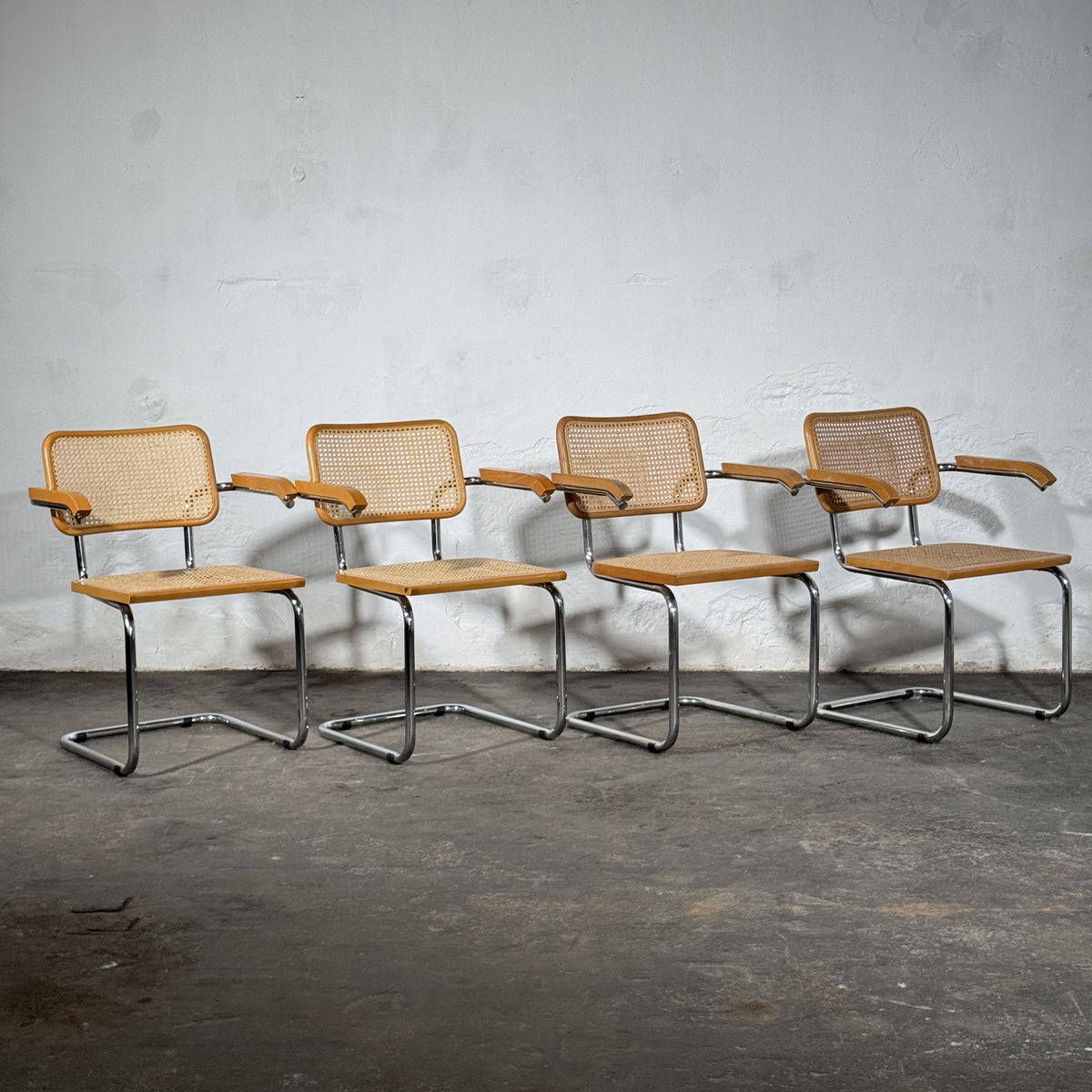Cesca Style Cane Armchairs by Marcel Breuer, Set of 4, 1990s