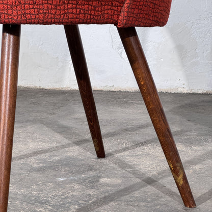 Set of 4 Red Upholstered Dining Chairs, Attributed to Antonín Šuman, Czechoslovakia, 1960s