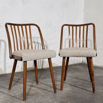 Set of 4 Jitona Bentwood Dining Chairs with New Upholstery, 1960s