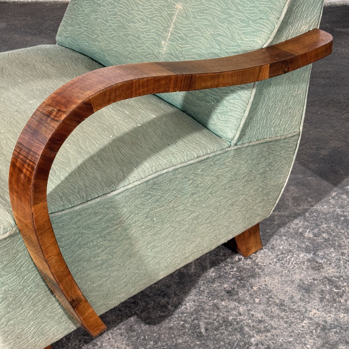 Pair of Art Deco Style Armchairs with Veneered Arms, 1960s