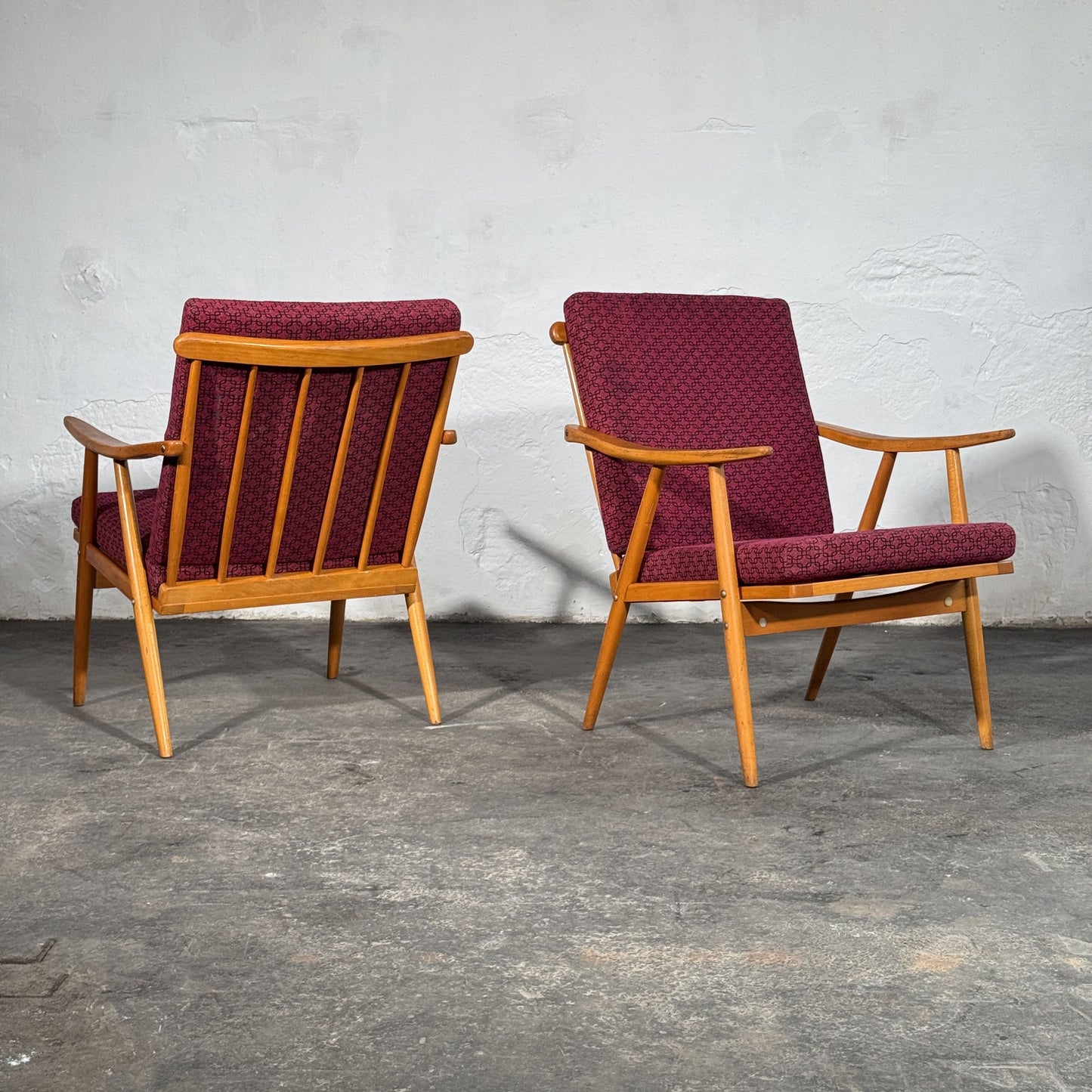 TON Style Beech Armchairs, Pair, 1960s