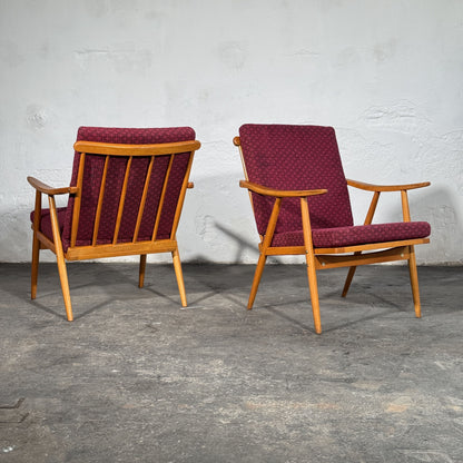 TON Style Beech Armchairs, Pair, 1960s