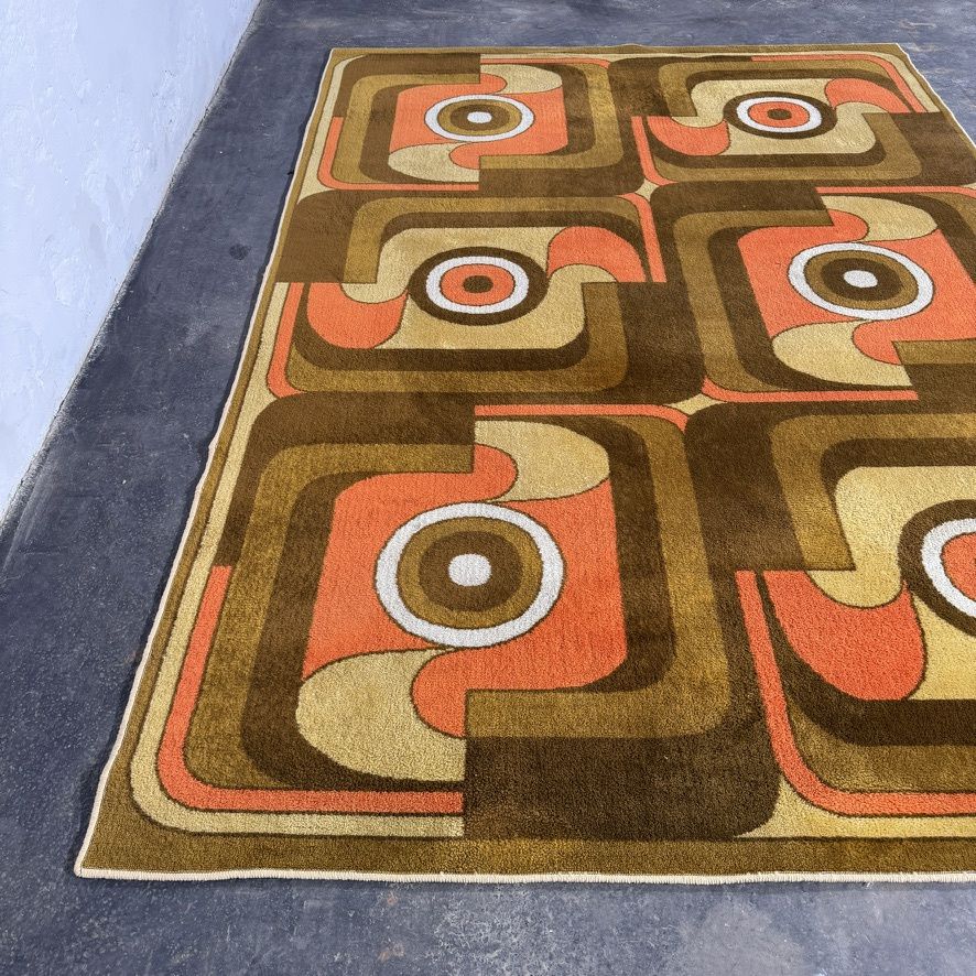 Fekete Ferenc FARAO "Latex" Op-Art Carpet, Hungary, 1974