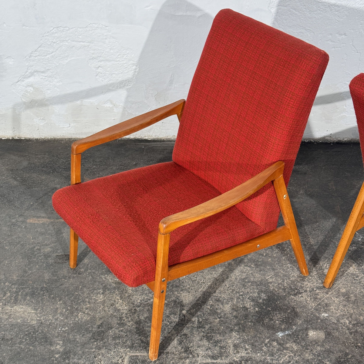 Pair of Jiří Jiroutek Red Armchairs, 1960s