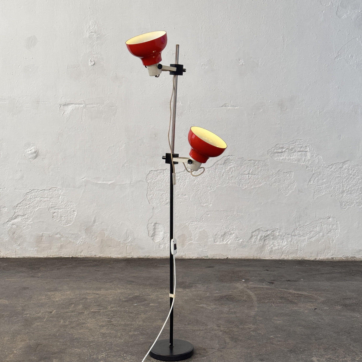 Vintage Red Double Spotlight Floor Lamp, 1970s