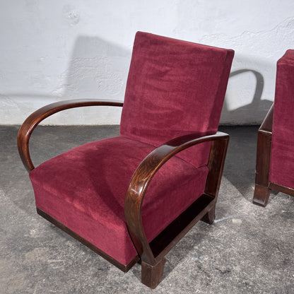 Debreceni-Style Hungarian Art Deco Armchairs, Pair, 1950s