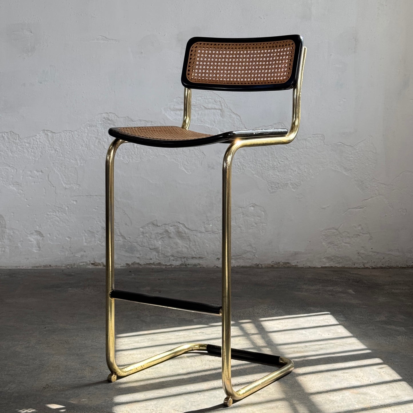 Marcel Breuer "Cesca" Style Brass-Tone Barstool, 1980