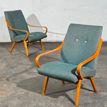 Set of 2 Bentwood Lounge Chairs, Attributed to Jaroslav Šmídek, Czechoslovakia, 1960s