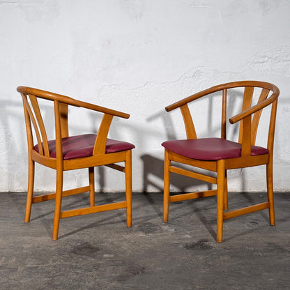 Set of 2 Carl-Ewert Ekström Chairs, Purple Leather Upholstery, 1970s