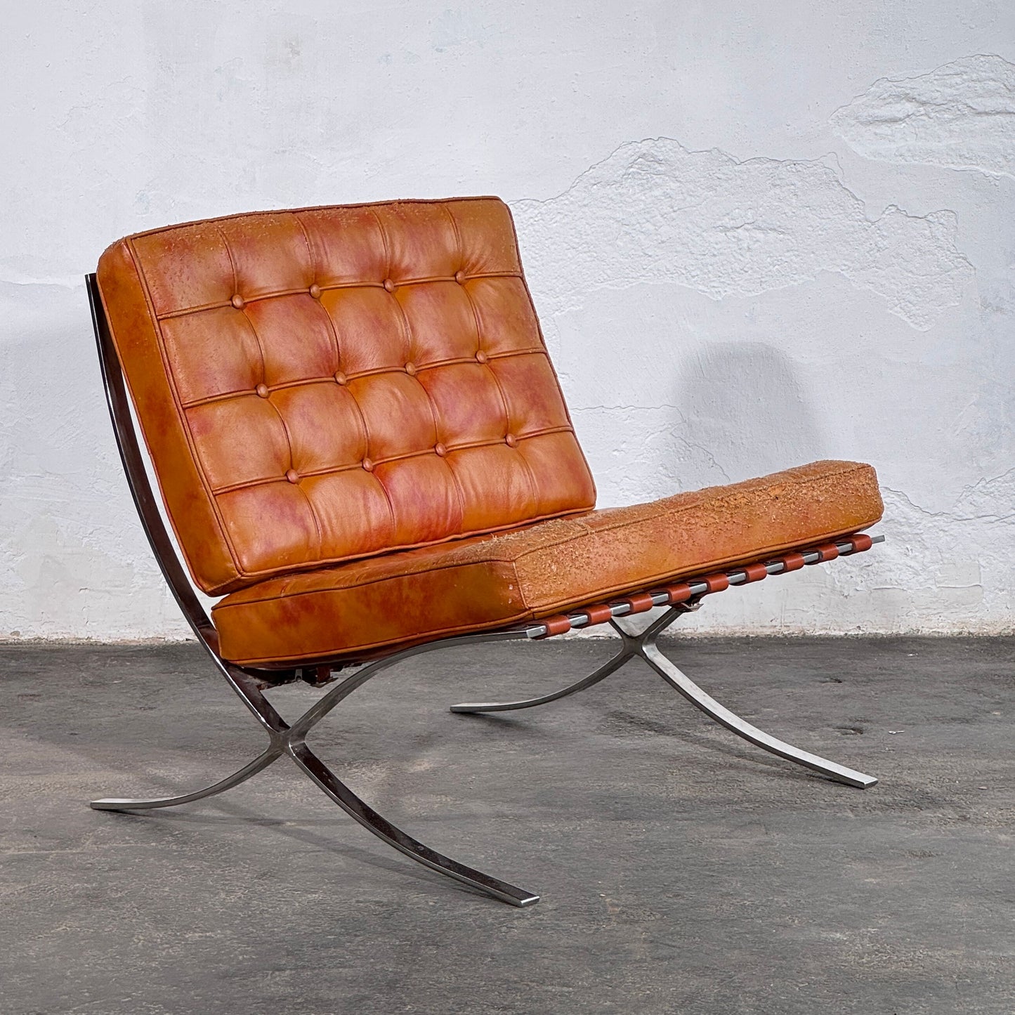 Barcelona Style Lounge Chair, Vintage Reproduction