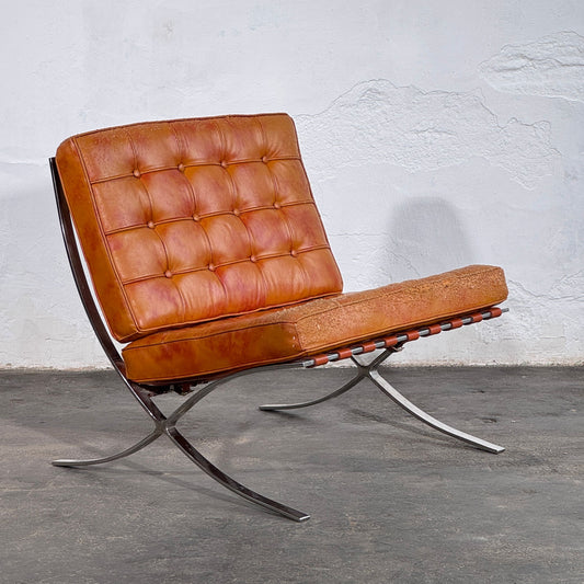 Barcelona Style Lounge Chair, Vintage Reproduction