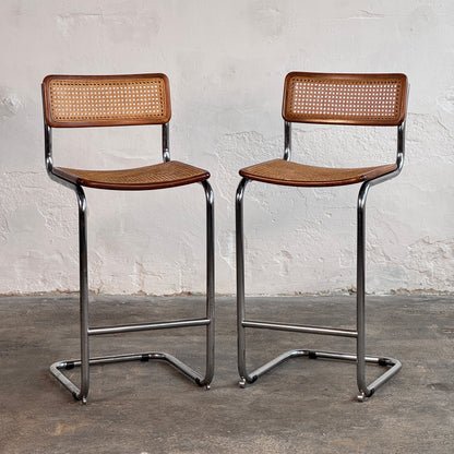 Pair of Marcel Breuer "Cesca" Style Cantilever Barstool, 1980