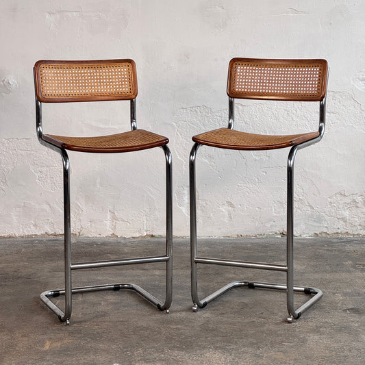 Pair of Marcel Breuer "Cesca" Style Cantilever Barstool, 1980