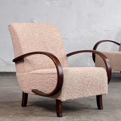 Pair of Halabala H-410 Armchairs, Fully Restored, 1930s