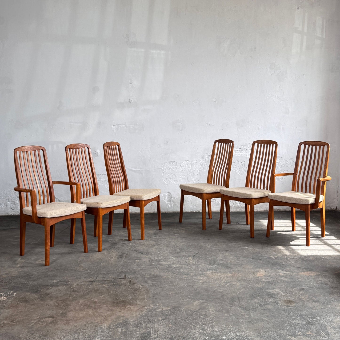 Set of 6 Danish Dining Chairs with 2 Carvers
