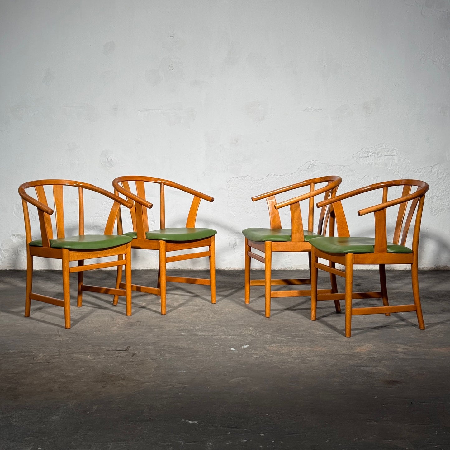 Set of 4 Carl-Ewert Ekström Chairs, Reupholstered in Leather, 1970s