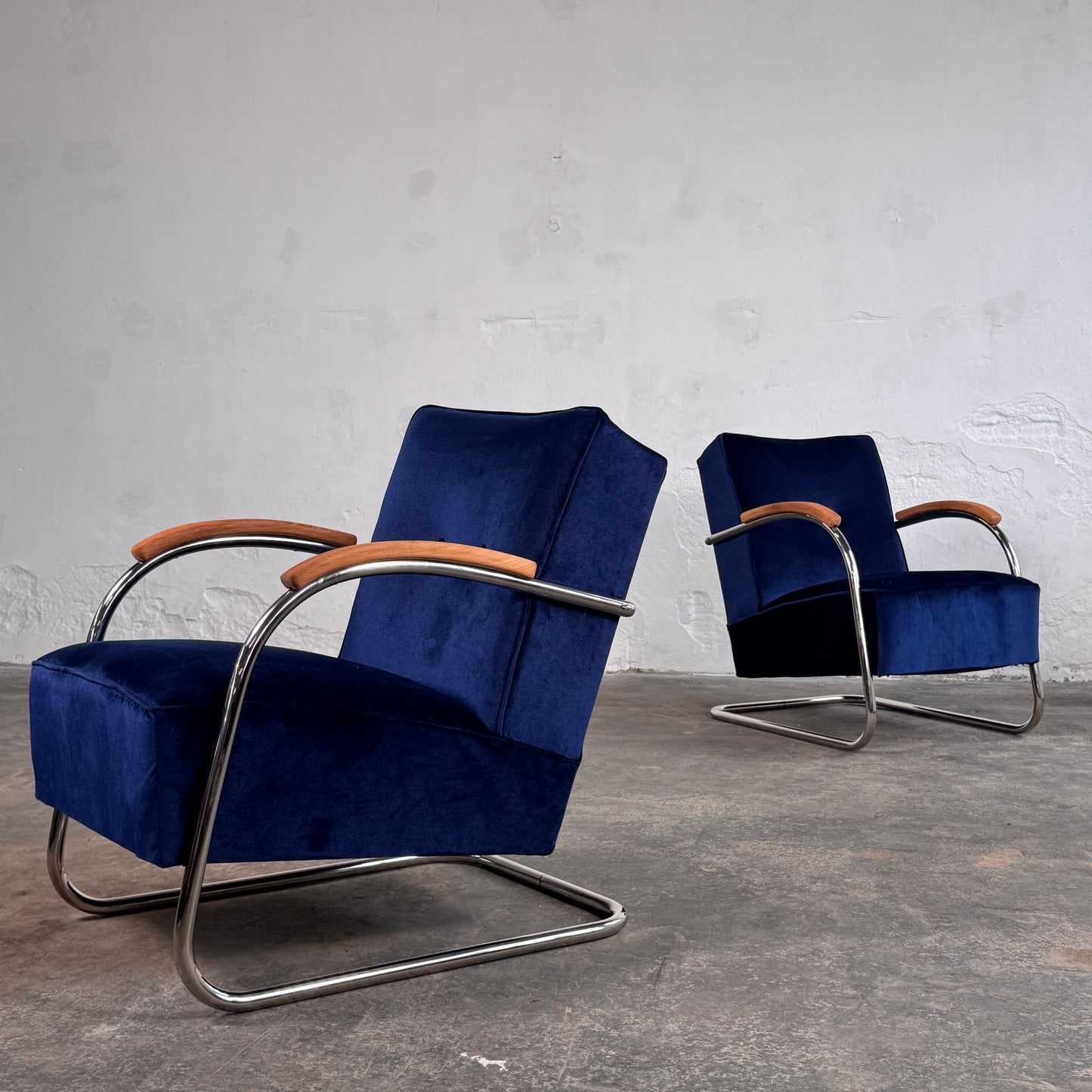 Pair of Tubular Steel Bauhaus Chairs by Anton Lorenz for Mucke Melder, 1930