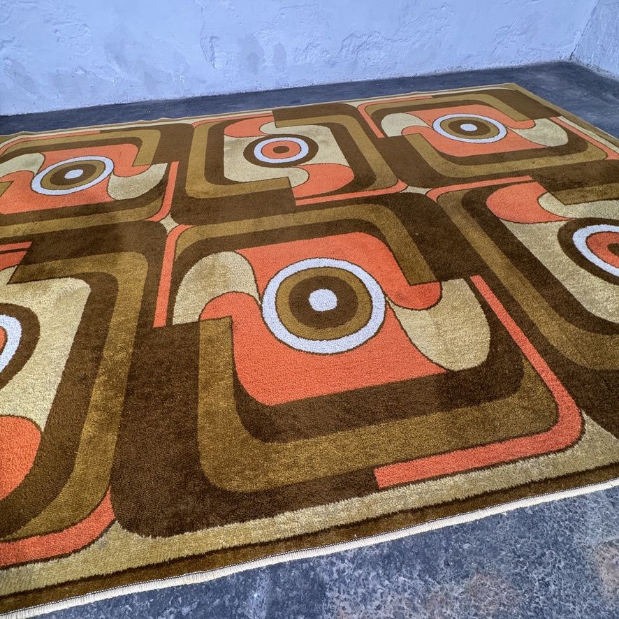 Fekete Ferenc FARAO "Latex" Op-Art Carpet, Hungary, 1974