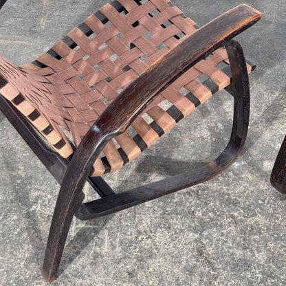 Pair of Bentwood Webbing Armchairs, Attributed to Jan Vaněk for UP Závody, 1930s
