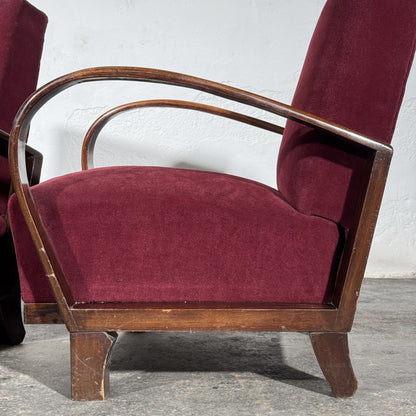 Debreceni-Style Hungarian Art Deco Armchairs, Pair, 1950s