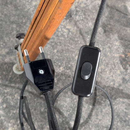 Strand Electric Theatre Spotlight on Adjustable Wooden Tripod, Mid-20th Century