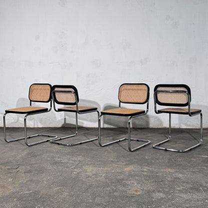 Set of 4 Cesca-Style Dining Chairs, Inspired by Marcel Breuer, 1990s